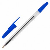 Ручка шариковая масляная STAFF "Basic BP-962", СИНЯЯ, корпус прозрачный, узел 1 мм, линия письма 0,7 мм, 142962