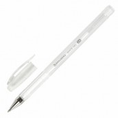 Ручка гелевая BRAUBERG "White Pastel", БЕЛАЯ, корпус прозрачный, узел 1 мм, линия письма 0,5 мм, 143417