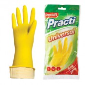Перчатки МНОГОРАЗОВЫЕ латексные PACLAN "Practi Universal", хлопчатобумажное напыление, размер M (средний), желтые, вес 50 г