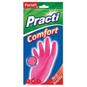 Перчатки МНОГОРАЗОВЫЕ латексные PACLAN "Practi Comfort", хлопчатобумажное напыление, размер M (средний), розовые, вес 62 г, 407271