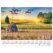 Календарь настенный листовой на 2024 г., формат А2 60х45 см, "Красота полей", HATBER, Кл2_29724