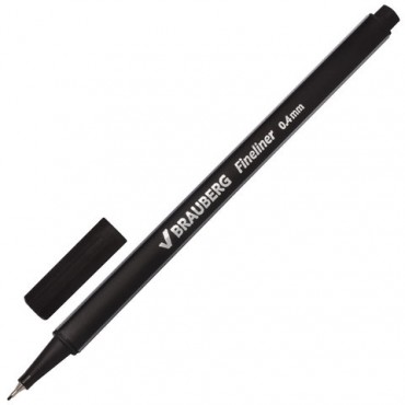 Ручка капиллярная (линер) BRAUBERG "Aero", ЧЕРНАЯ, трехгранная, металлический наконечник, линия письма 0,4 мм, 142252