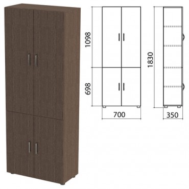 Шкаф закрытый "Канц", 700х350х1830 мм, цвет венге (КОМПЛЕКТ)