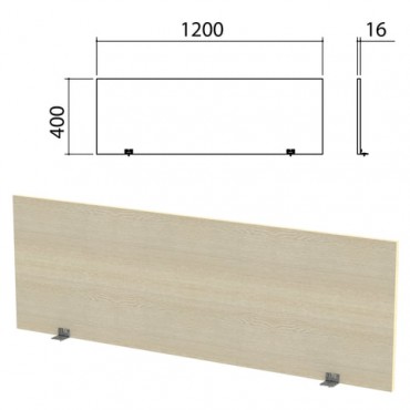Экран-перегородка "Канц" 1200х16х400 мм, цвет дуб молочный (КОМПЛЕКТ С ФУРНИТУРОЙ)