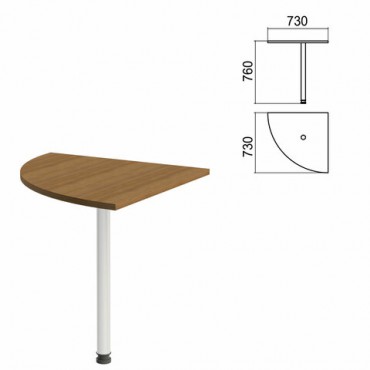 Стол приставной угловой "Арго", 730х730х760 мм, орех/опора хром (КОМПЛЕКТ)